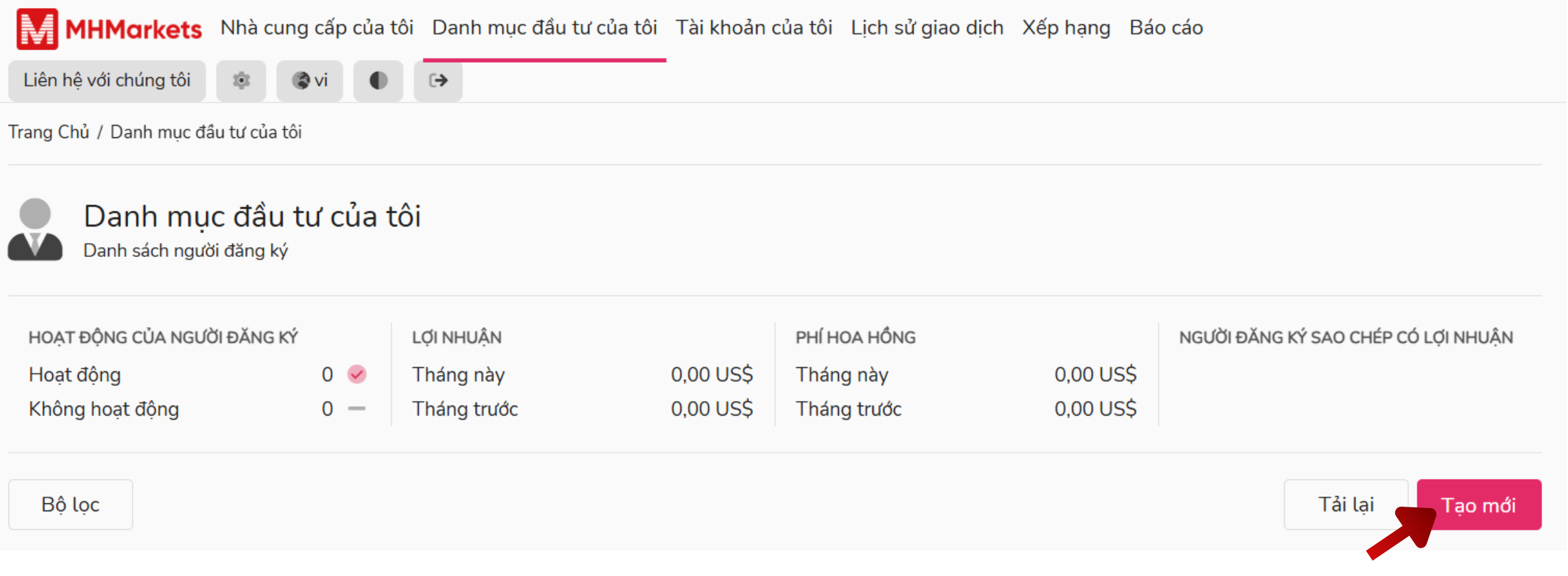 Khách hàng nhấp vào “Tạo” để mở nhiều đăng ký (subscriptions)